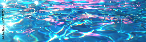 Shimmering Pool Water: Close-Up of Glittering and Textured Pool Water with Reflections.