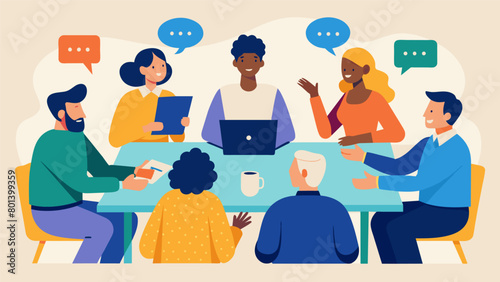 Participants in a workshop learning how to effectively communicate and have difficult conversations about race and culture.. Vector illustration