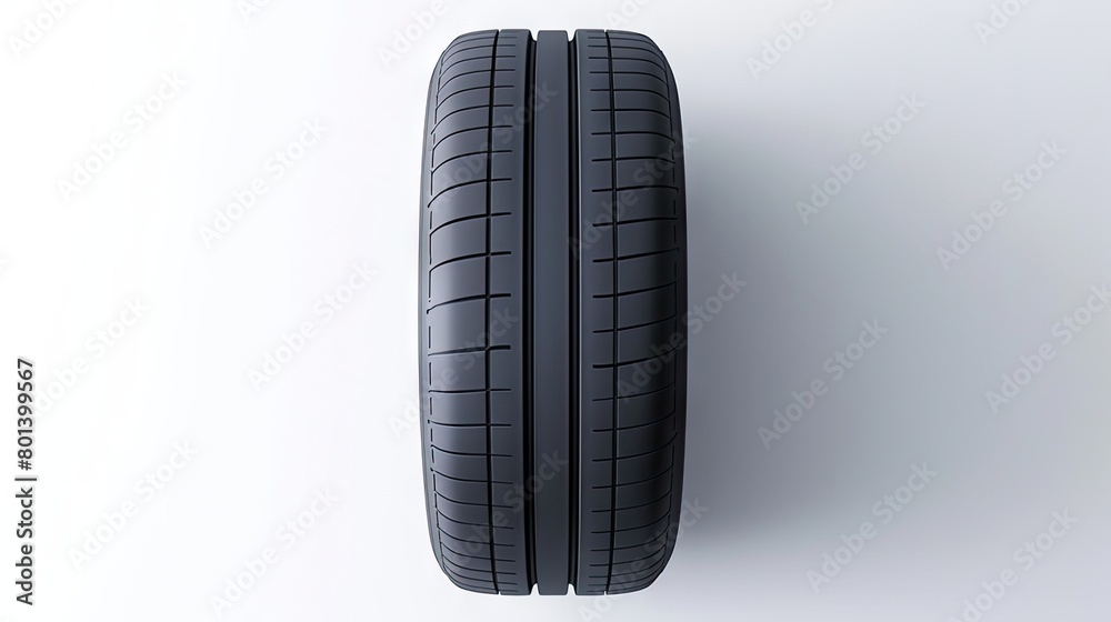 Monochrome Elegance: Black Tire Resting on White Elegance Monochrome Elegance: Black Tire Resting on White Elegance