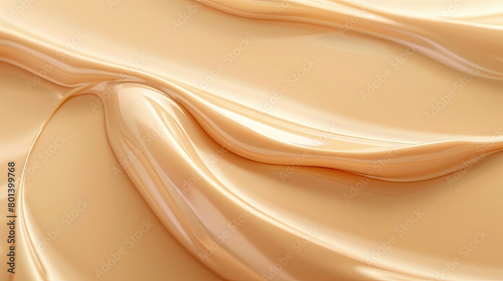 Fototapeta premium Close-up of a creamy, liquid foundation. The foundation is smooth and silky, and it has a light, natural finish. It is perfect for creating a flawless complexion.