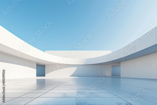 Concrete outdoor square building,Empty architectural background. © aiqing