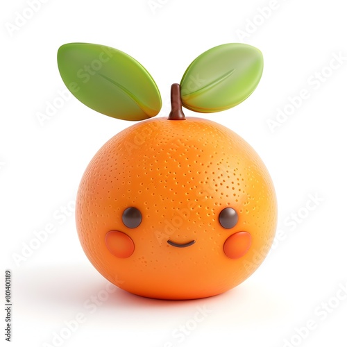 Adorable Tangerine 3D Model on White Background