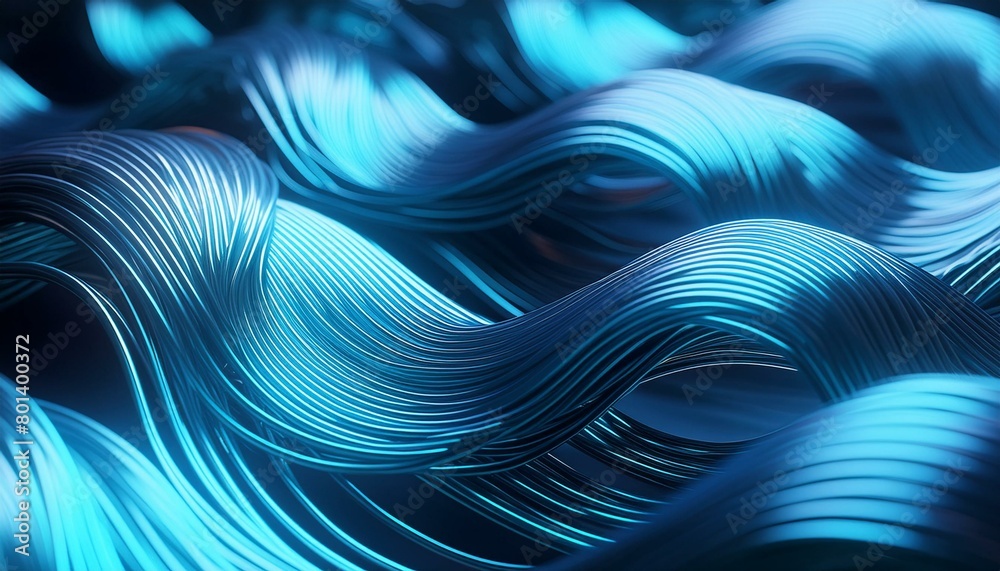 Abstract purple and blue gradient waves curvy lines on black background ...