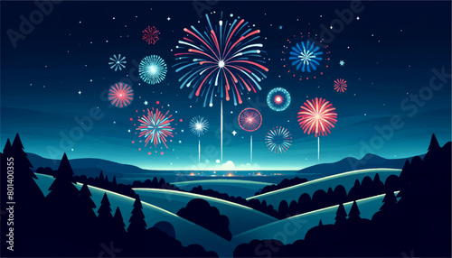 fireworks in the night sky vector scene