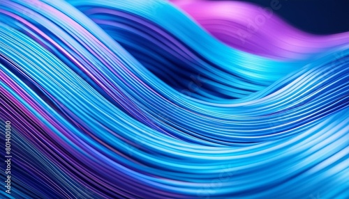 Abstract purple and blue gradient waves curvy lines on black background. Sound wave, data, technology concept metallic futuristic background. Neon color, Surreal lighting