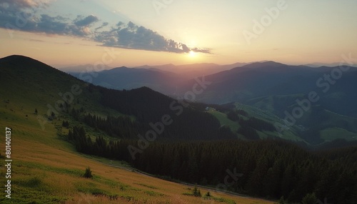 summer landscape in the mountains sunset