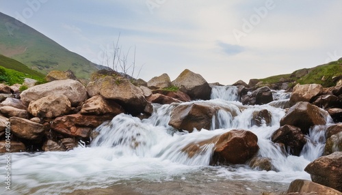 mountain stream flowing thorugh the rocks photo