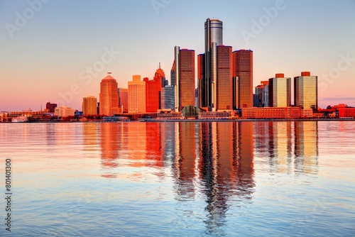 Dynamic Detroit: Immersive 4K image of Michigan's Largest City and Key Port on the Detroit River © Nadia