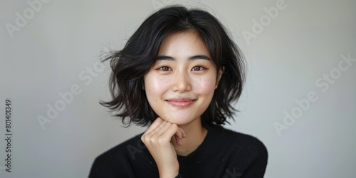 Korean Woman in Black Shirt Wearing Watch © BrandwayArt