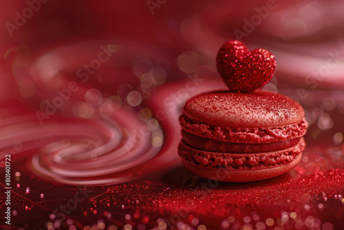 Macaron in style of intricate texture megawave, sparkling, Love and sweet Macaron. photo