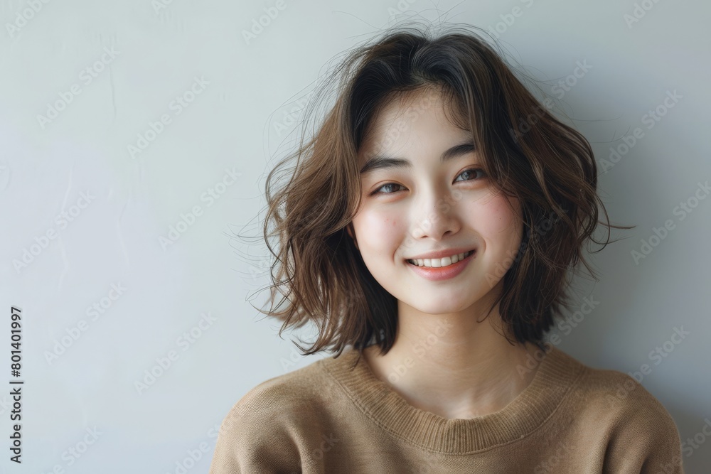 Fototapeta premium Smiling Woman in Brown Sweater