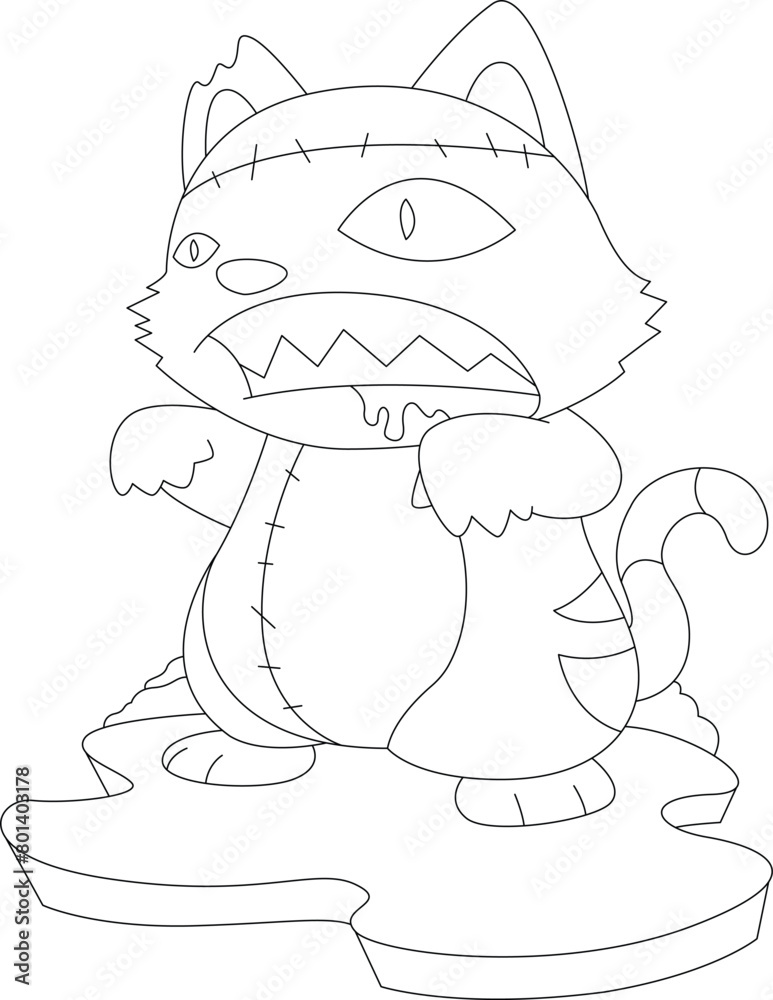 Cat Halloween Zombie Animal Vector Graphic Art Illustration