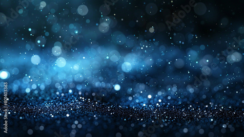 Gentle Cobalt Bokeh Lights on Dark Abstract Background with Sparkle Dust, Ultra High Definition Imagery photo