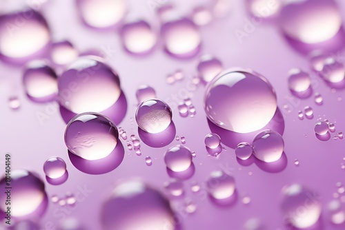 Elegant closeup of bubble texture on the surface of bathwater, positioned in the lower left corner with a light pastel lavender background