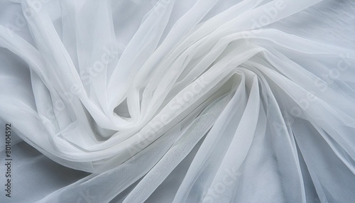 white luxurious background the fabric lies in soft waves chiffon translucent material top view pleats made of light fabric wedding backdrop