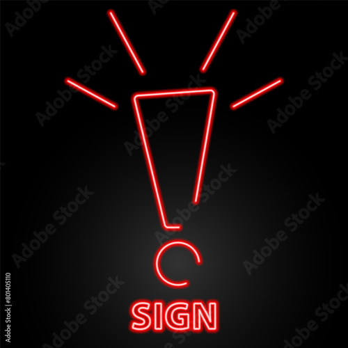 exclamation mark neon sign, modern glowing banner design, colorful modern design trend on black background. Vector illustration.