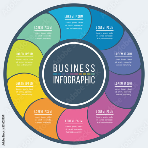 Infographic circle design 10 Steps, objects, elements or options business infographic colorful template for business information