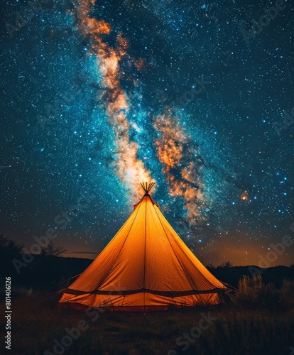 Tent Beneath a Star-Filled Night Sky © BrandwayArt