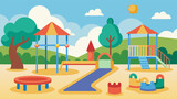 A playground designed for children with autism featuring quiet zones and sensoryfriendly equipment to accommodate their needs.. Vector illustration
