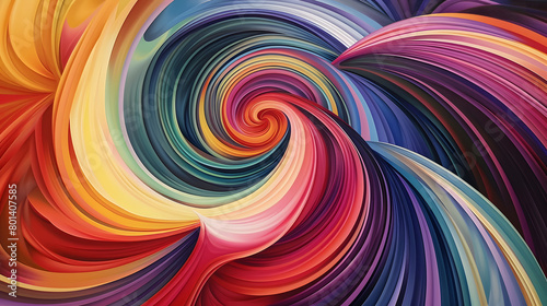 A mesmerizing whirlpool of swirling lines and curves. Spectrum of vibrant colors. Sense of fluid motion and harmonious balance. Colorful swirling background.