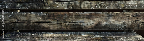 Weathered Wooden Bench: Close-Up of Textured Wooden Bench with Rustic Appeal