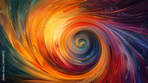 A mesmerizing whirlpool of swirling lines and curves. Spectrum of vibrant colors. Sense of fluid motion and harmonious balance. Colorful swirling background.