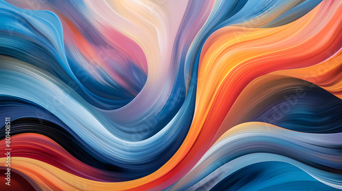 Abstract colorful fluid shapes with swirling lines and curves on a dark background 