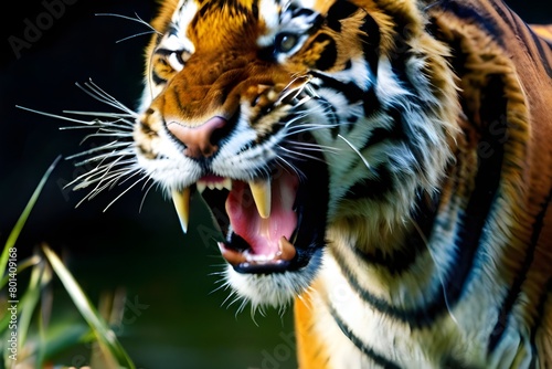 tiger roaring photo wallpaper Generative AI