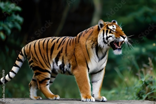 tiger roaring photo wallpaper Generative AI