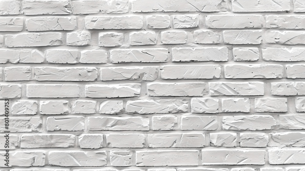 Fototapeta premium Monochrome Brick Wall Texture for Background and Design. Simple White Brick Wall, Ideal for Architecture and Construction Projects. Photography Close-up. AI