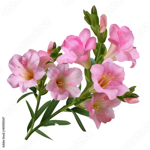 Pink Freesia Flower isolated on transparent background