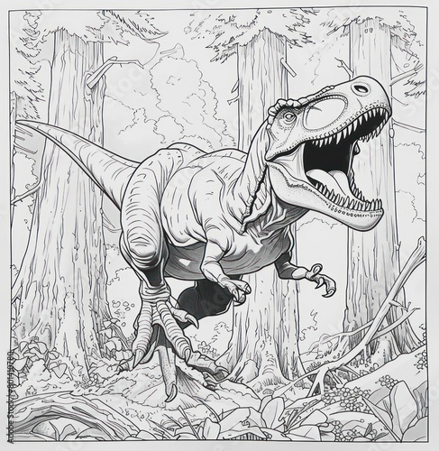 tyrannosaurus drawing Coloring book page
