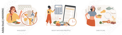 Eating habits isolated concept vector illustration set. photo