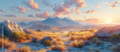 desert rock view at sunset photo