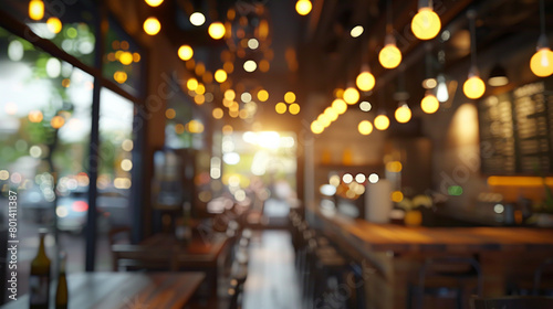 blur dark bar or cafe at night . Restaurant background. Ai generated