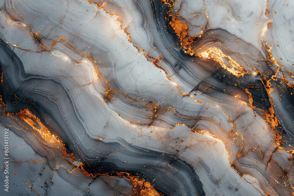 A closeup of marble with black and white veins. Created with Ai