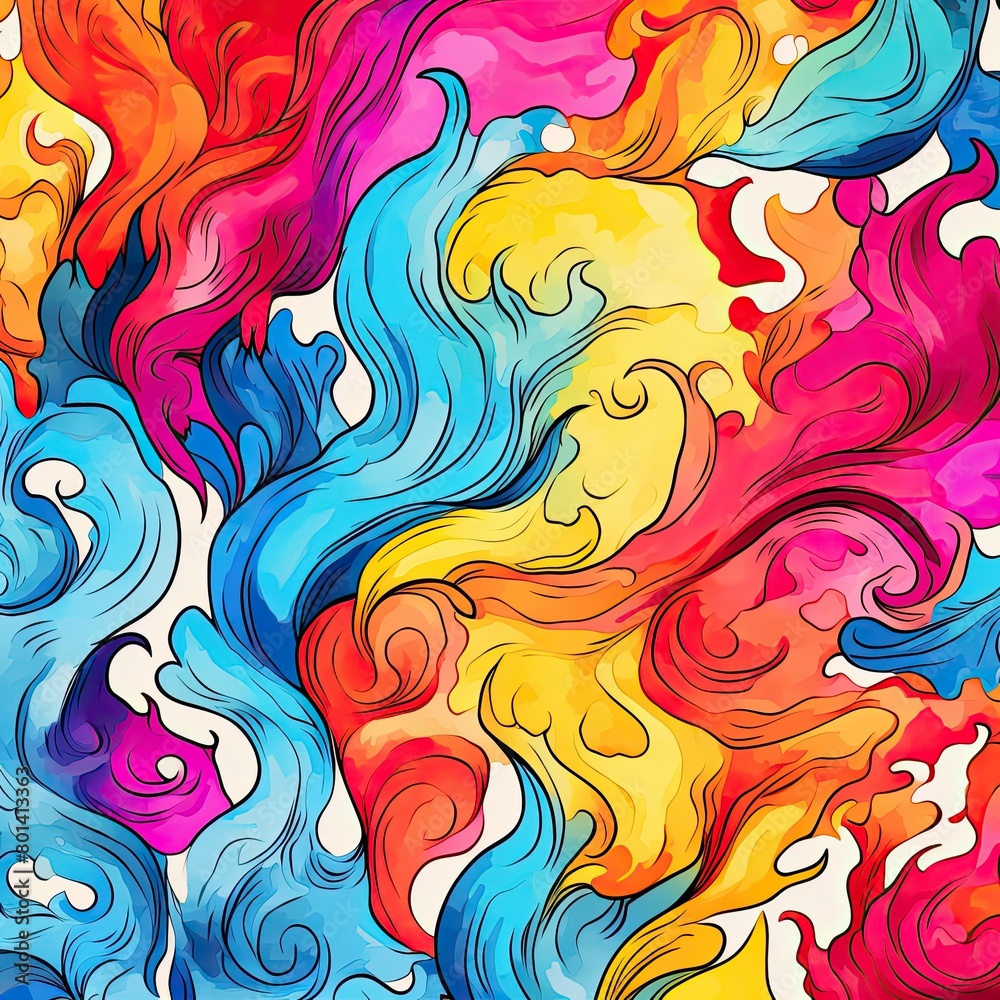 Fototapeta premium Vivid hues dance, composing a vibrant backdrop in captivating illustration.