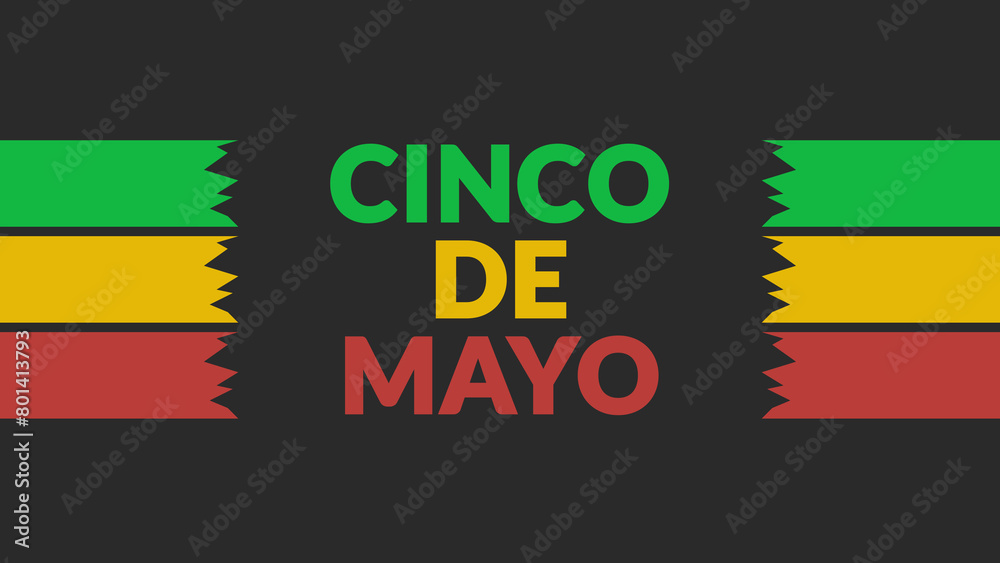 Cinco de mayo text on White background with side lines pattern, Cinco de mayo poster, illustration, banner, card, for enjoying and celebrating Cinco de mayo. Cinco de mayo text on White background with side lines pattern, Cinco de mayo poster, illustration, banner, card, for enjoying and celebrating Cinco de mayo.