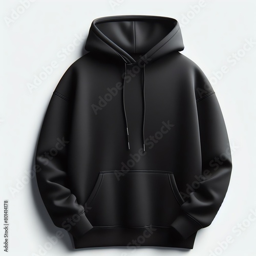 Men's black blank hoodie template, natural shape on invisible mannequin, for your design mockup for print,clipping path , cutout