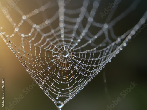 spider webs decorated with sparkling dew drops