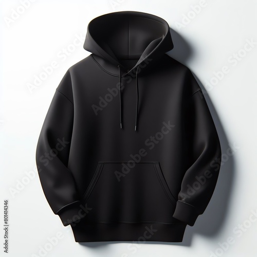 Men's black blank hoodie template, natural shape on invisible mannequin, for your design mockup for print,clipping path , cutout