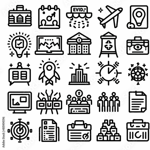 outline event planning set icon silhouette vector illustration white background