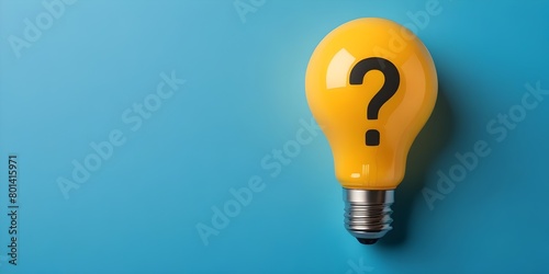 A yellow light bulb with a question mark symbol on a blue background, representing an idea or question