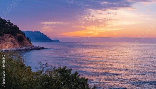 seascape in the early morning colorful bright sunrise over the sea nature landscape