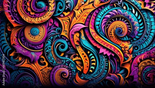 colorful graffiti wall art with intricate designs
