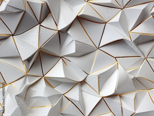  Golden angles intertwine, bathed in luminous white, a geometric image exudes elegance