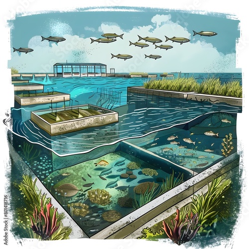 Sustainable Aquaculture Practices: An of Art Depicting Integrated Multitrophic Aquaculture and Land-based Recirculating Systems for Minimal photo