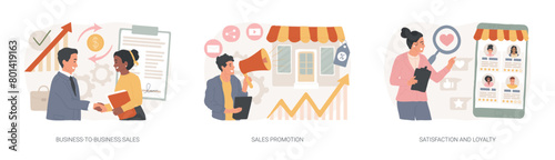 Product promotion isolated concept vector illustration set.