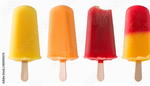 ice cream on a stick with a bite mark isolated png ice cream or fruit ice isolated on a transparent background yellow orange and red ice cream on a stick vertical ice cream banner photo