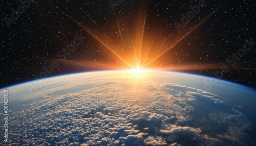 sunrise on earth seen from the space